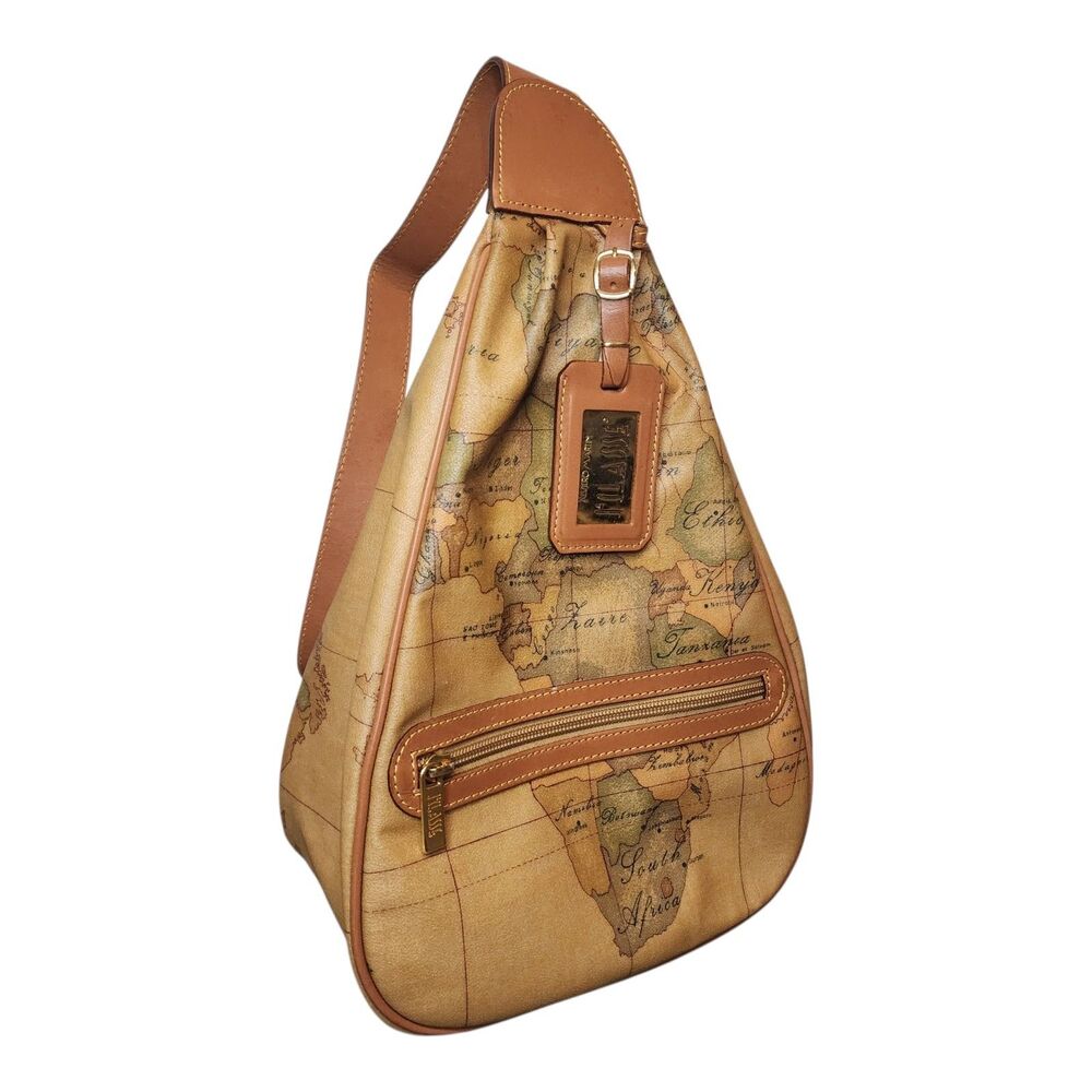 Alviero Martini Brown Map Design Backpack